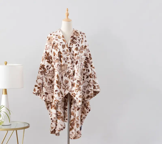 Floral Cozy Wearable Blanket with Pockets