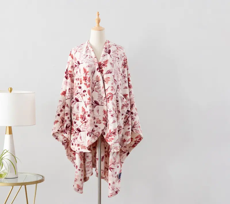 Floral Cozy Wearable Blanket with Pockets