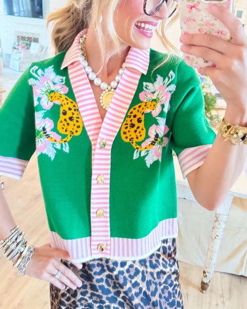 Wildflower Leopard Knit Cardigan