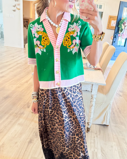 Wildflower Leopard Knit Cardigan