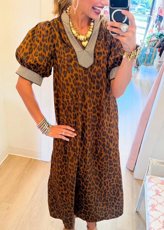 leopard-contrast-trim-puff-sleeve-maxi-dress