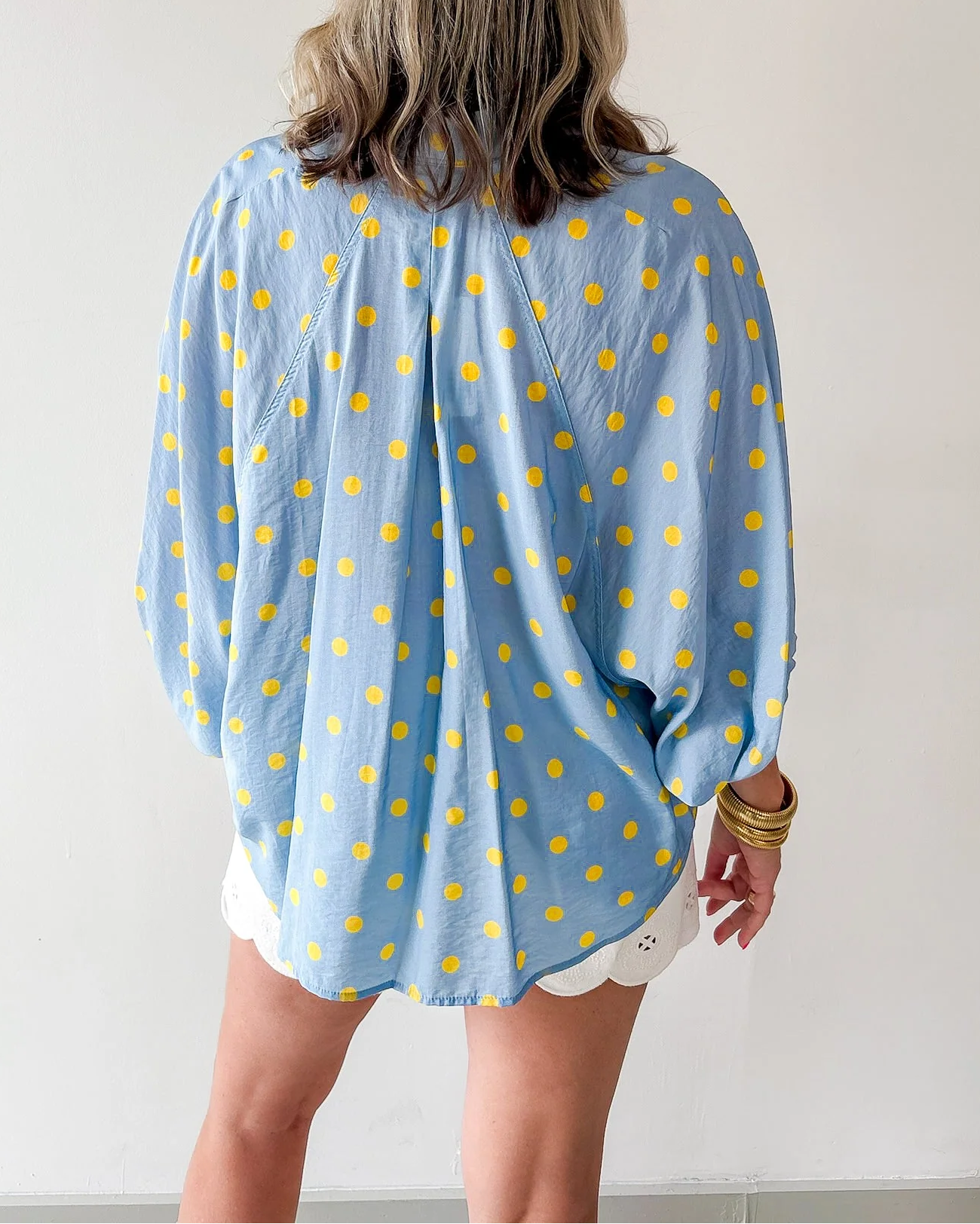 Sunny Dot Loose Oversized Button Down Top