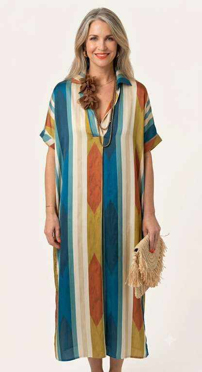 Southwestern Stripe Caftan Maxi Dress