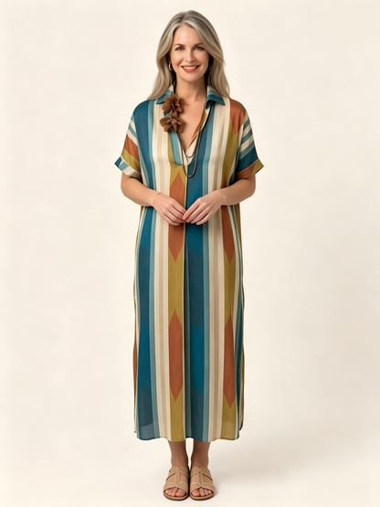 Southwestern Stripe Caftan Maxi Dress