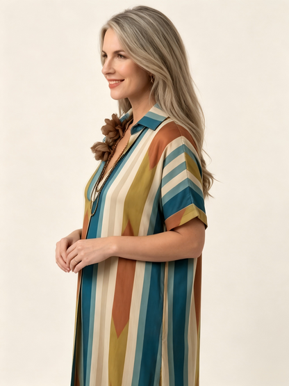 Southwestern Stripe Caftan Maxi Dress