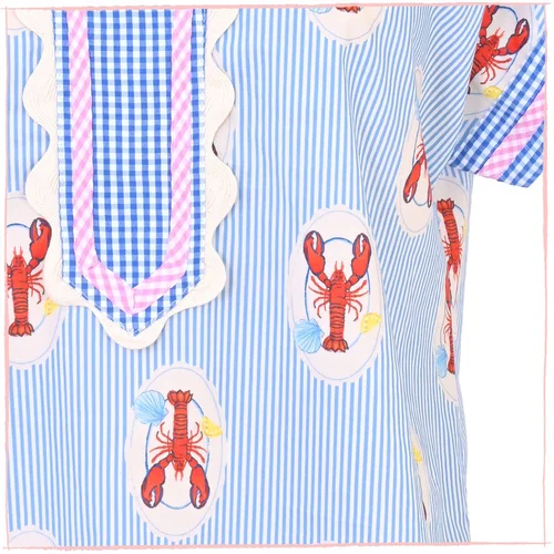 Whimsical Coastal Split-Neck Stripe Top