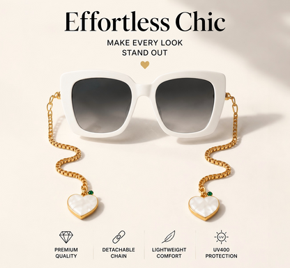Anti-loss sunglasses with a heart-link chain