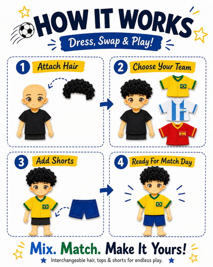 Kick & Switch™ Interchangeable Football Doll T-Shirt