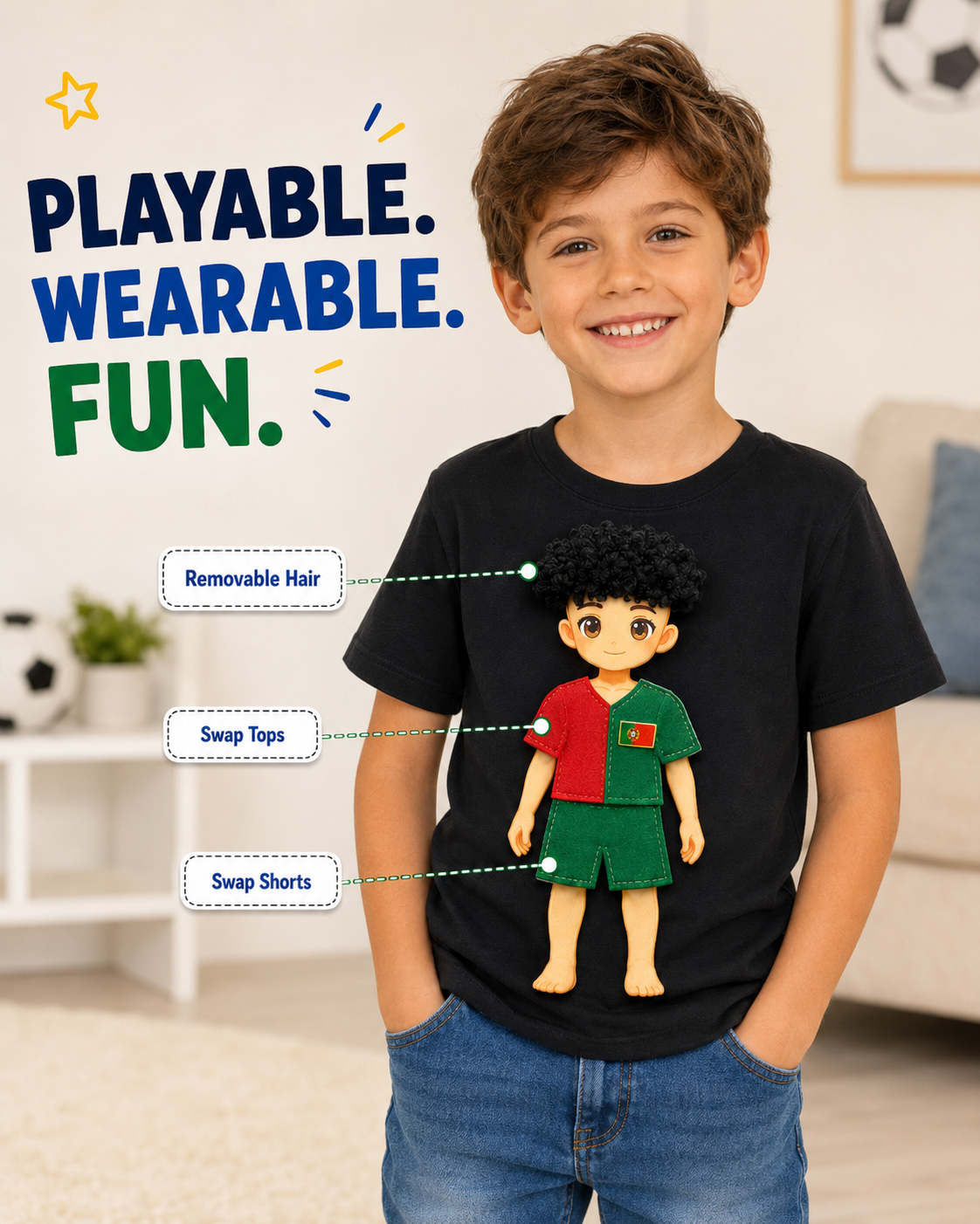 Kick & Switch™ Interchangeable Football Doll T-Shirt