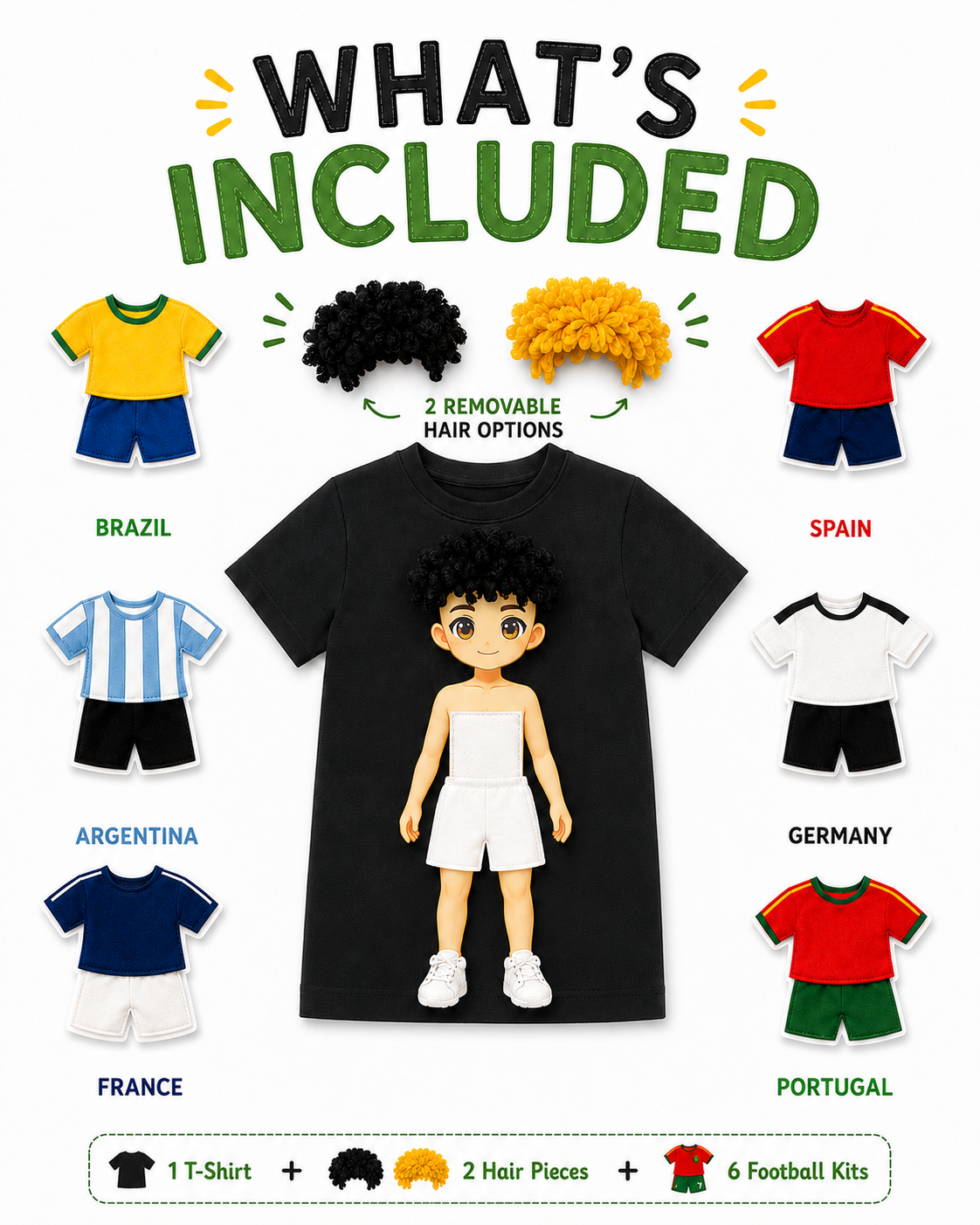 Kick & Switch™ Interchangeable Football Doll T-Shirt