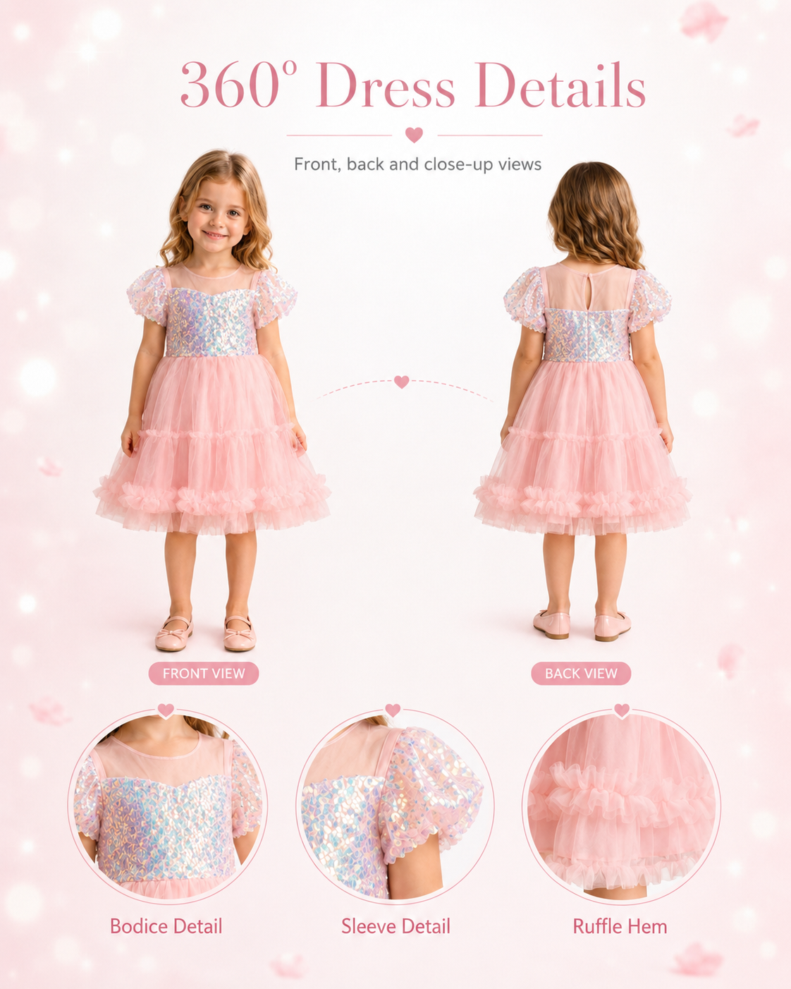 Shimmering Pearl Pink Sequin Tulle Dress