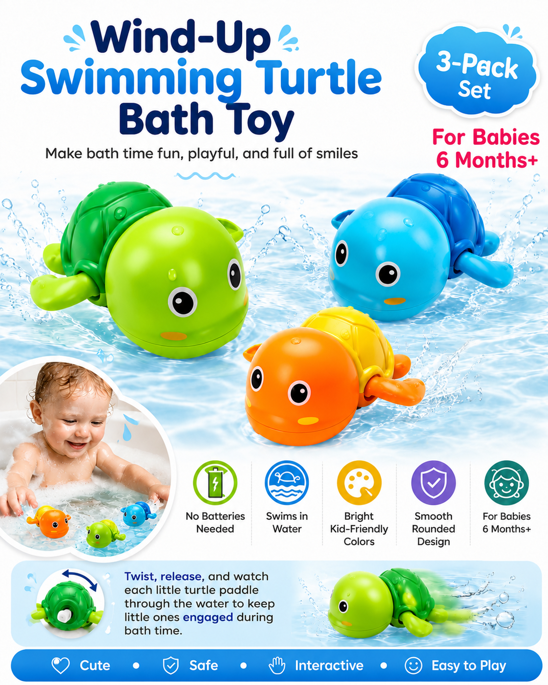 Wiggle Turtles Bath Toy