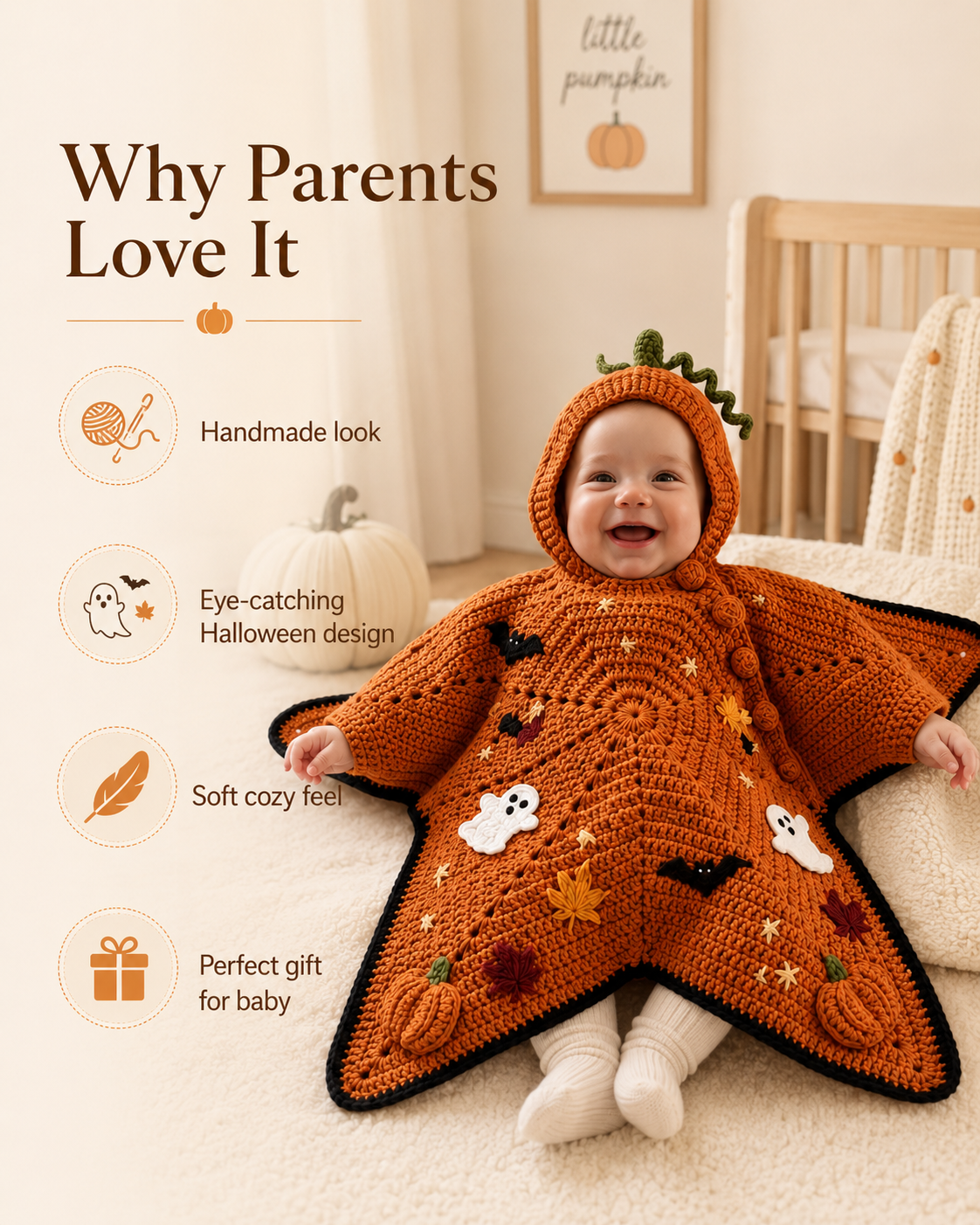 Halloween Crochet Baby Poncho