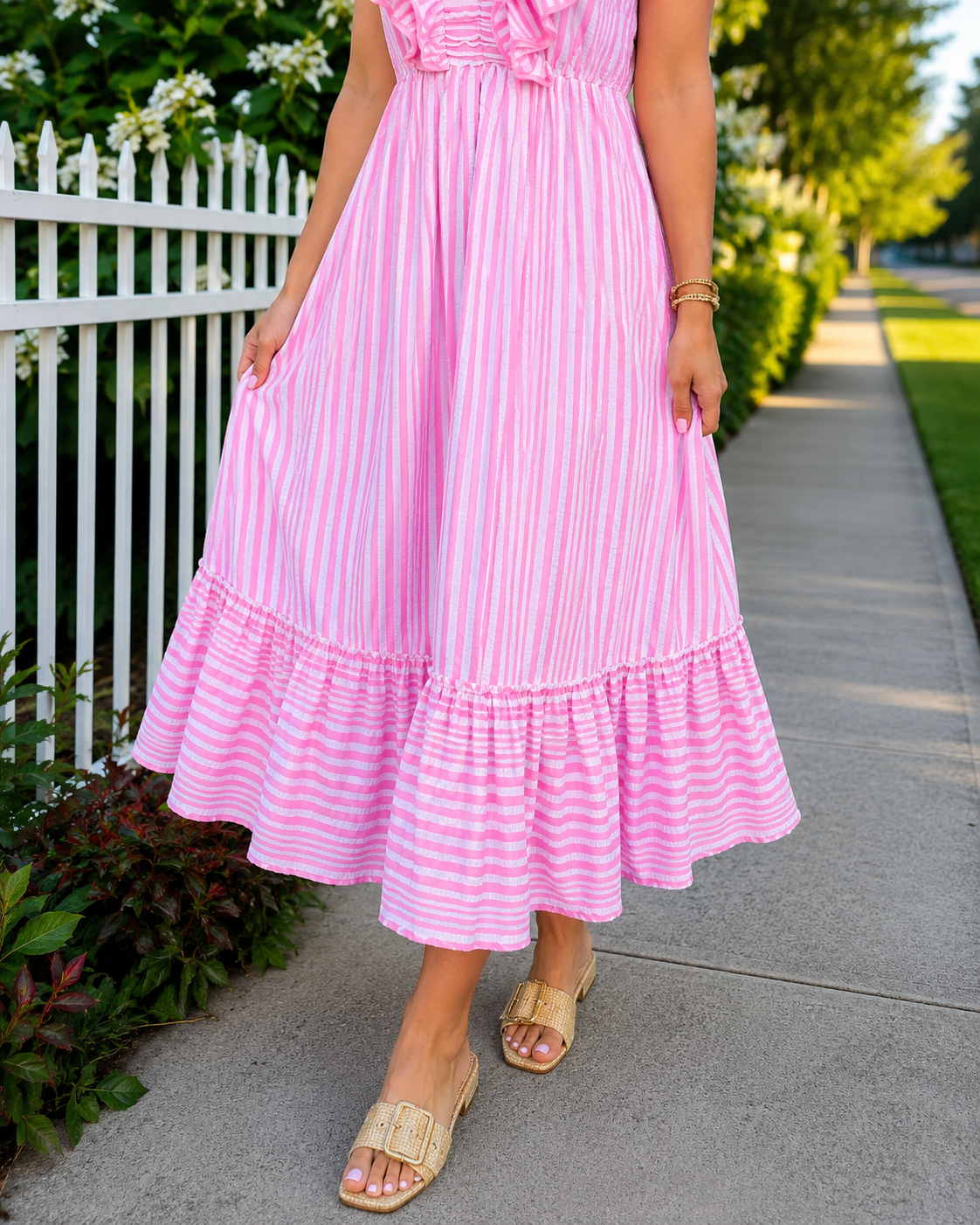 Striped Ruffle Maxi Dress