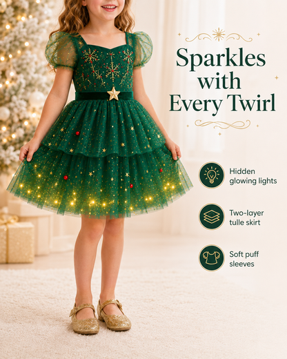 Magical Christmas Light-Up Twirl Dress for Girls