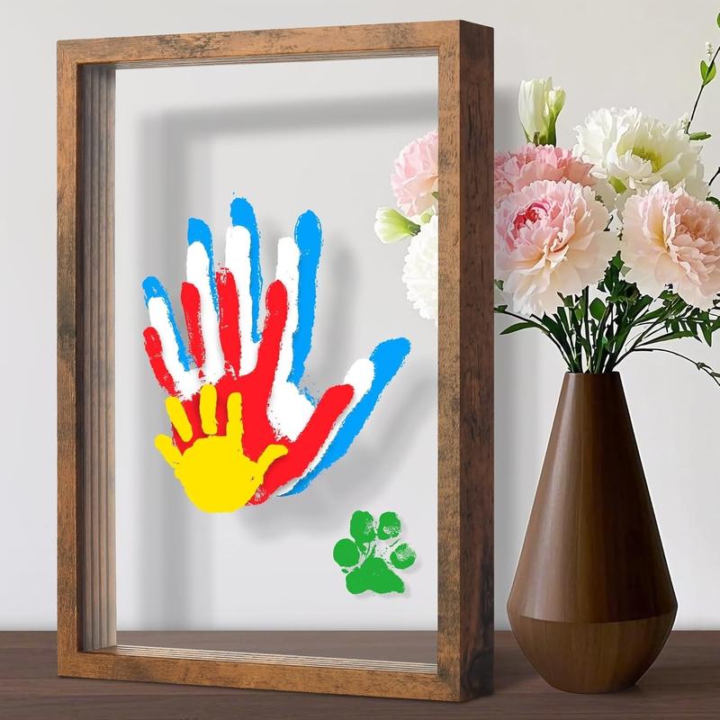 Family Handprint Keepsake Frame Kit – Washable Paint & Acrylic Display Shadow Box