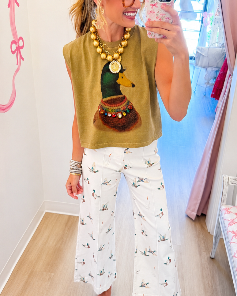 Jeweled Mallard Graphic Sleeveless Top