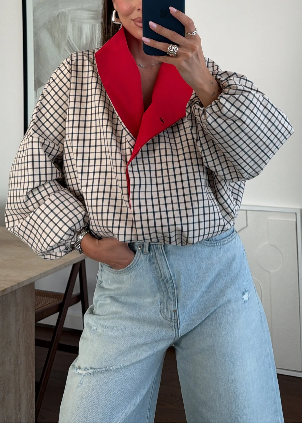 Redline Windowpane Cropped Jacket