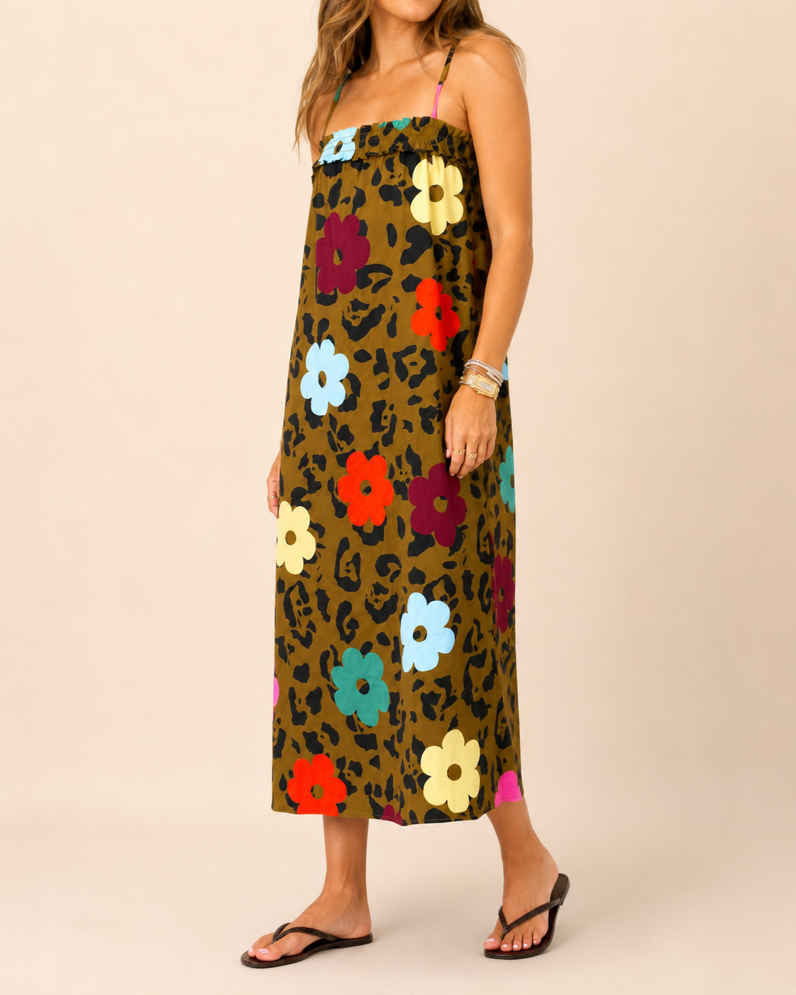 Floral Leopard Print Maxi Dress