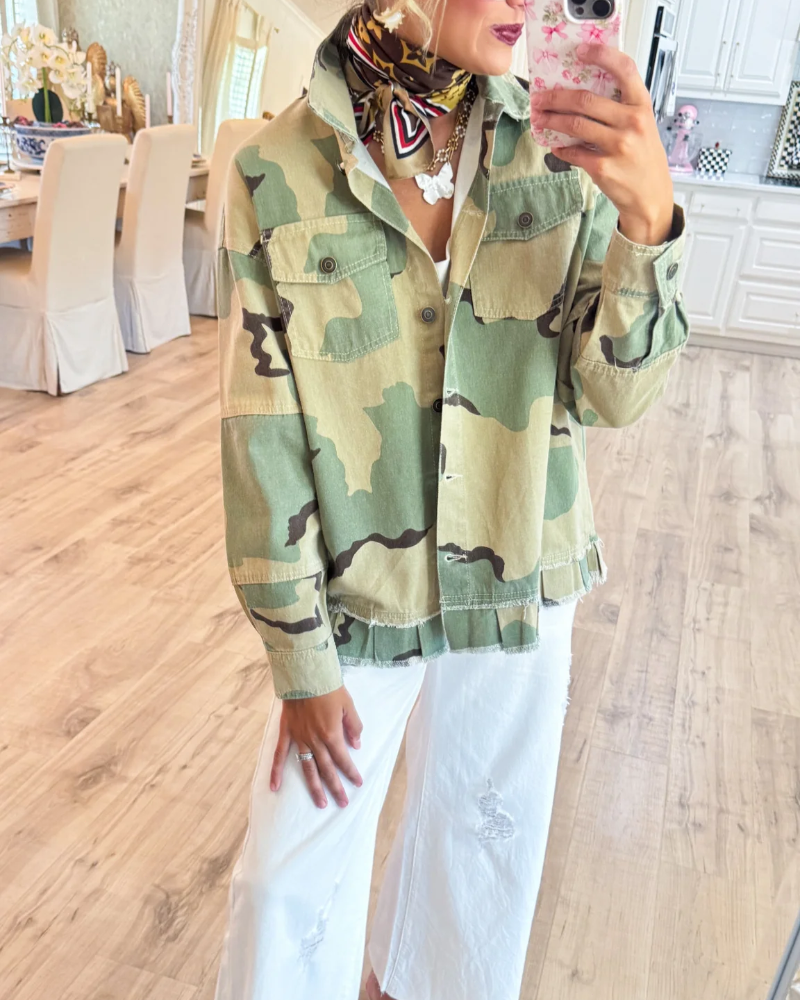 Camo Peace Patch Denim Jacket