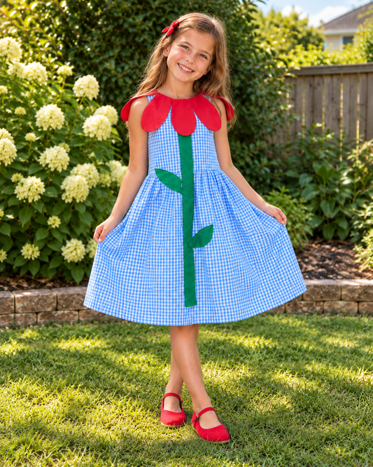 Little Bloom Gingham Flower Dress