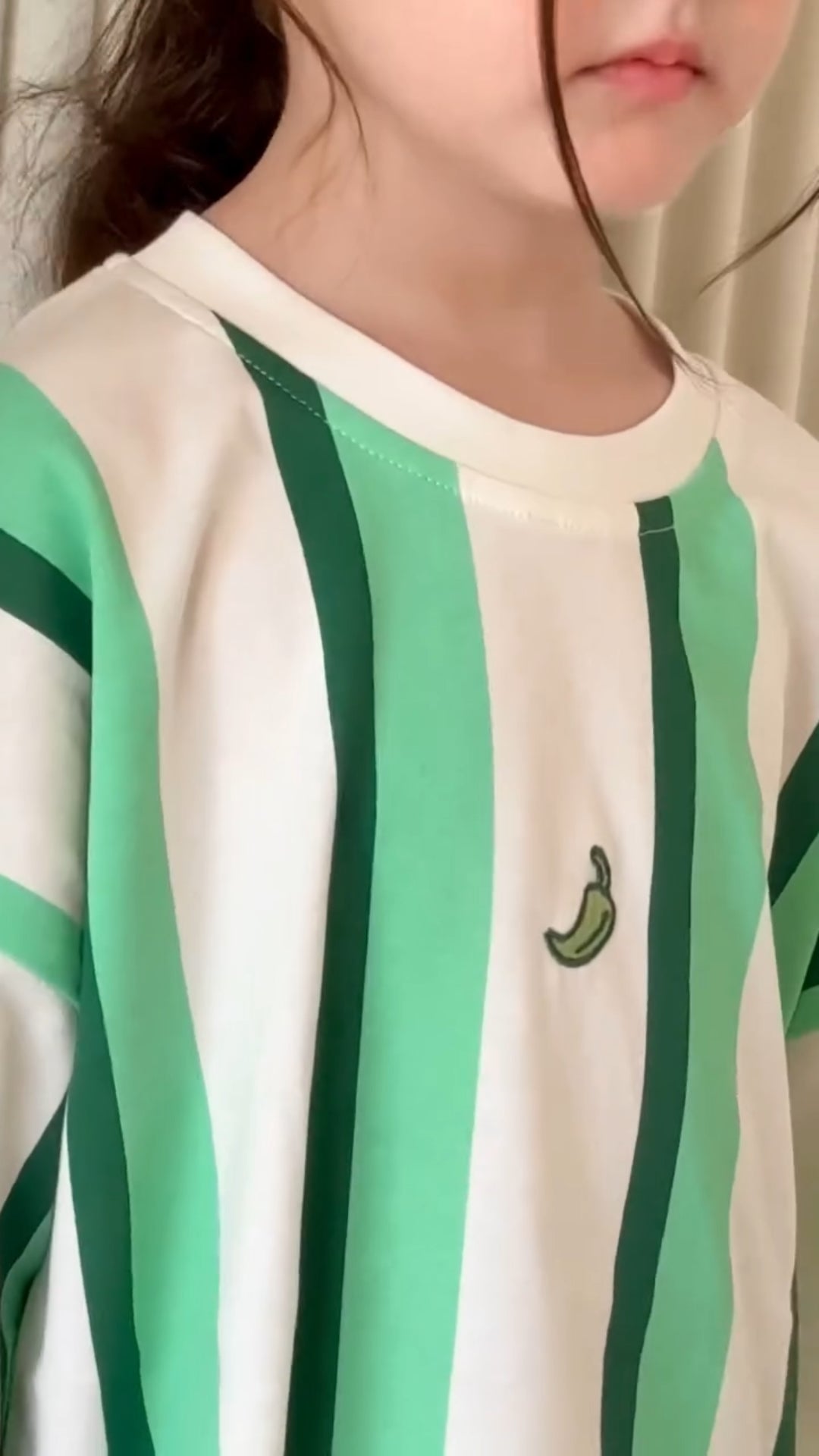 Fresh Green Striped Two-Piece Set for Kids