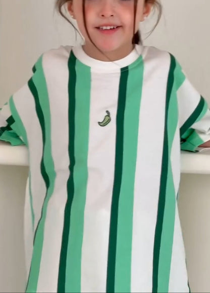 Fresh Green Striped Two-Piece Set for Kids