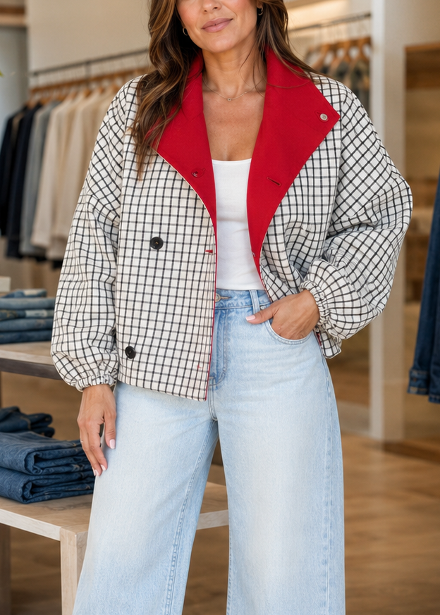 Redline Windowpane Cropped Jacket