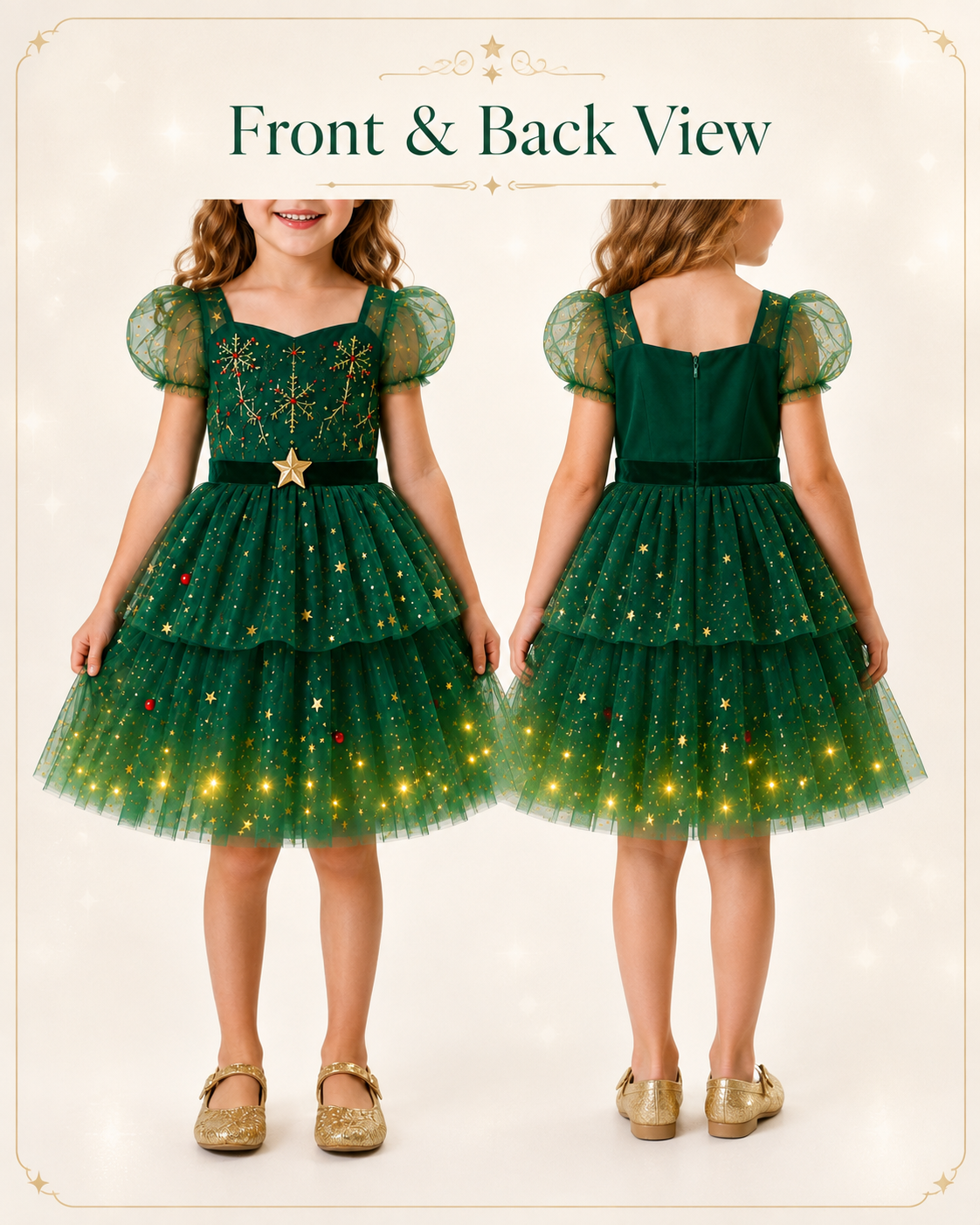 Magical Christmas Light-Up Twirl Dress for Girls