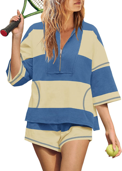Women's striped sportswear two-piece suit