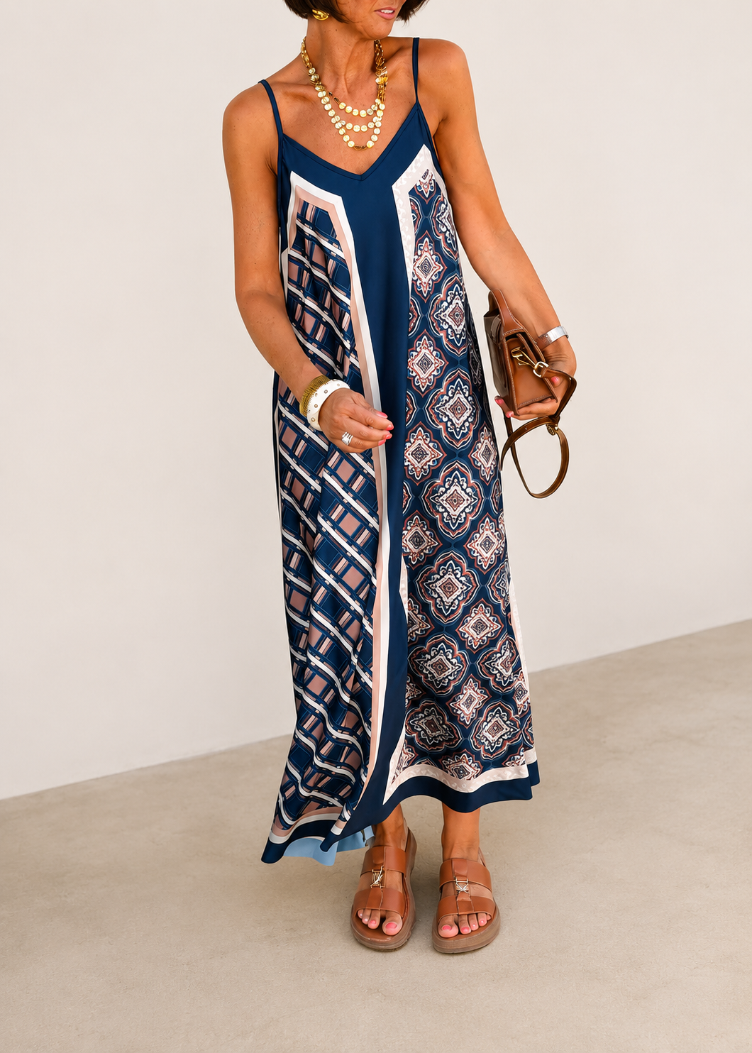 Florence Mixed Print Flowy Maxi Dress