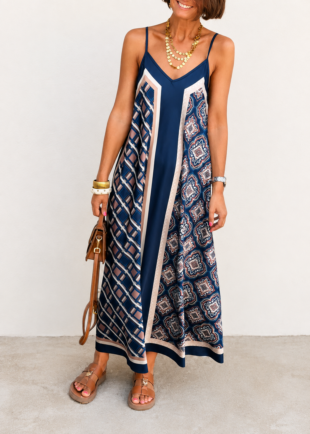 Florence Mixed Print Flowy Maxi Dress