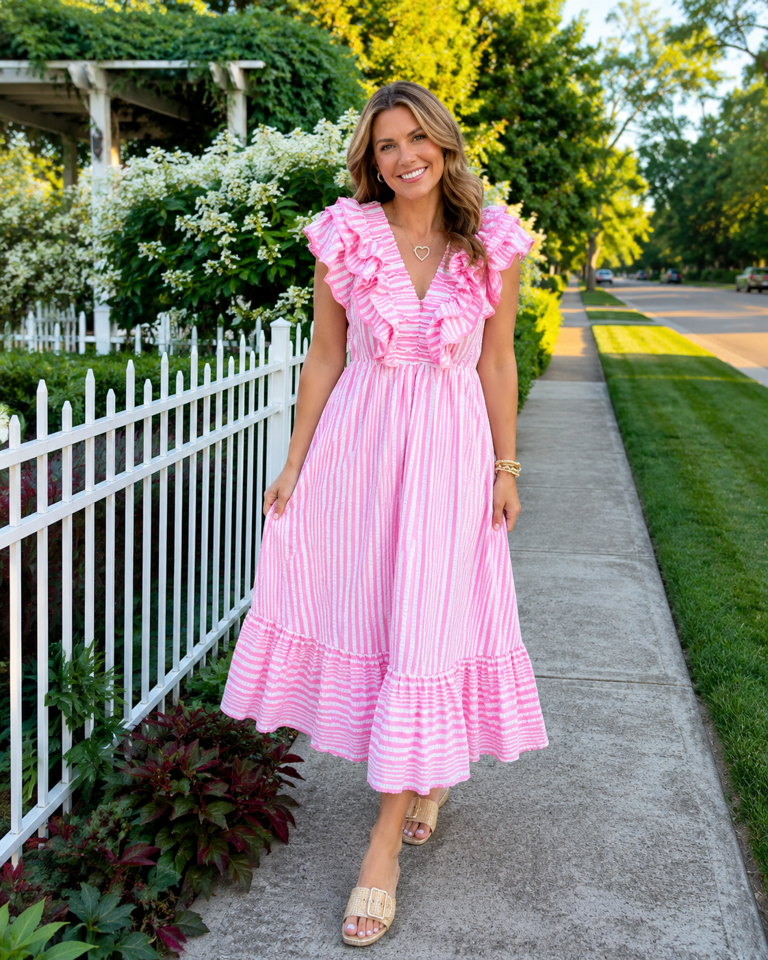 Striped Ruffle Maxi Dress