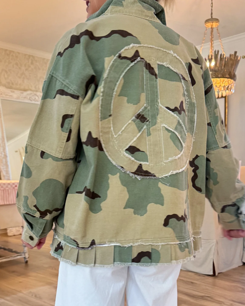 Camo Peace Patch Denim Jacket