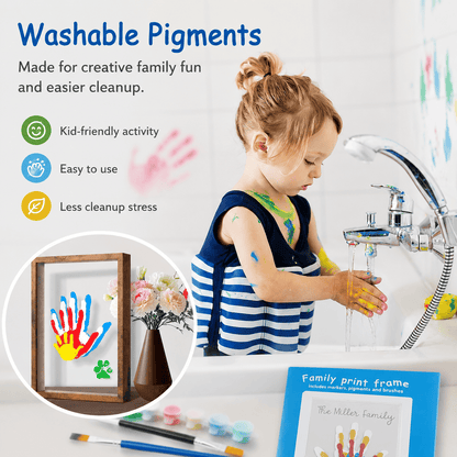 Family Handprint Keepsake Frame Kit – Washable Paint & Acrylic Display Shadow Box