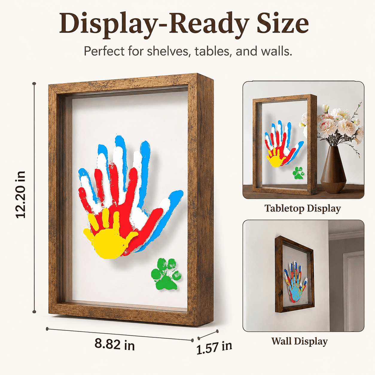 Family Handprint Keepsake Frame Kit – Washable Paint & Acrylic Display Shadow Box