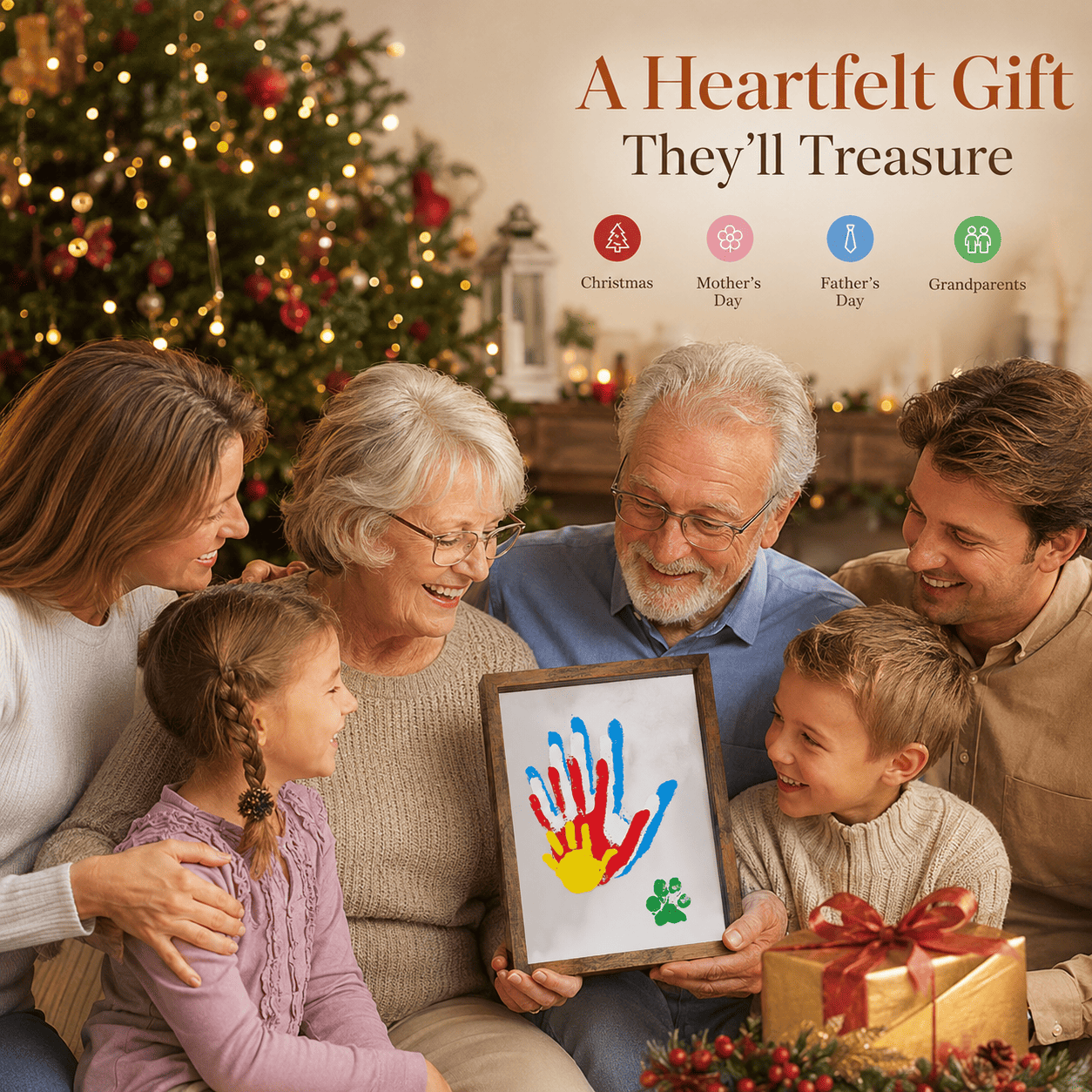 Family Handprint Keepsake Frame Kit – Washable Paint & Acrylic Display Shadow Box