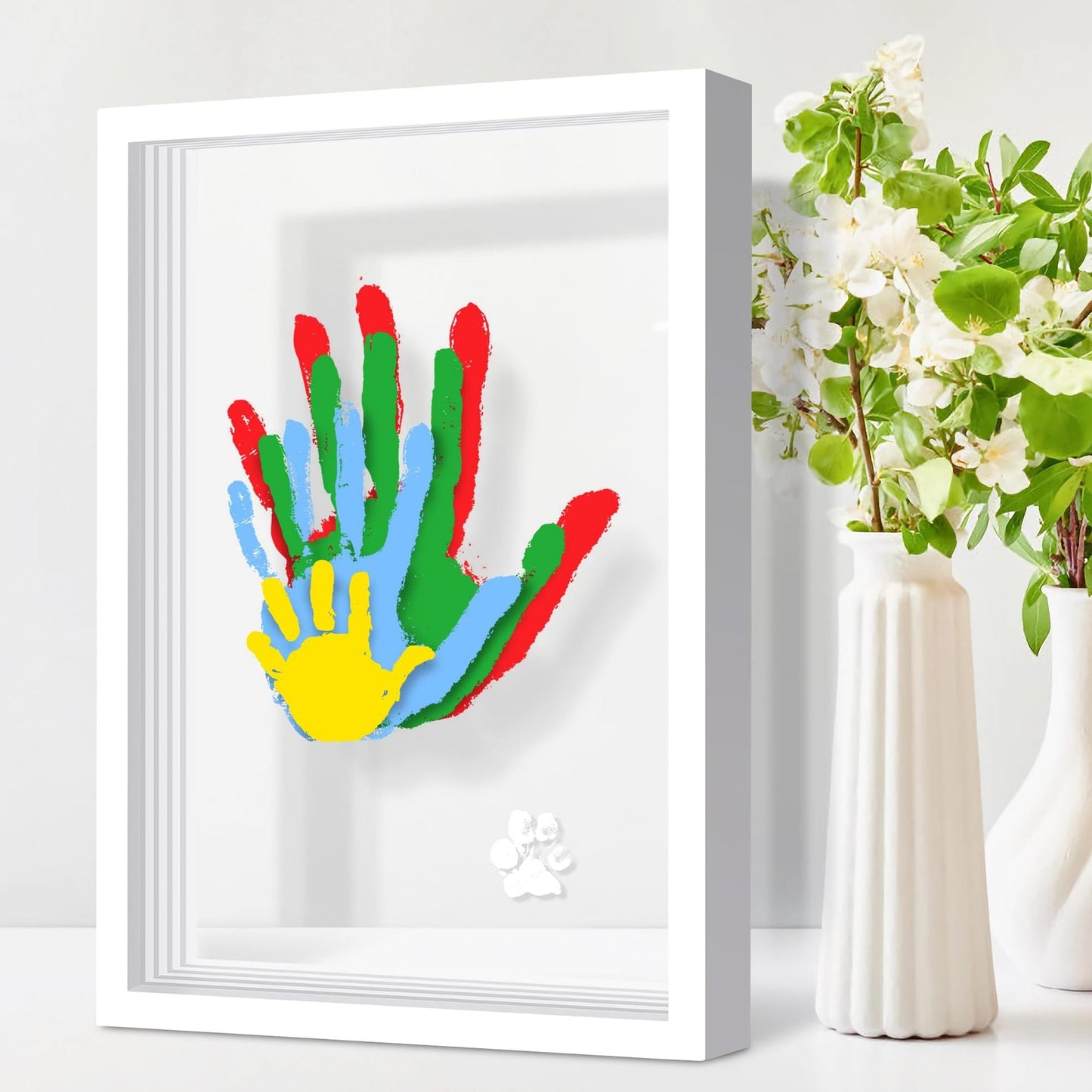 Family Handprint Keepsake Frame Kit – Washable Paint & Acrylic Display Shadow Box