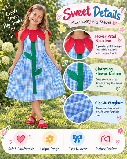 Little Bloom Gingham Flower Dress