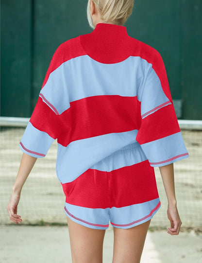 Women's striped sportswear two-piece suit