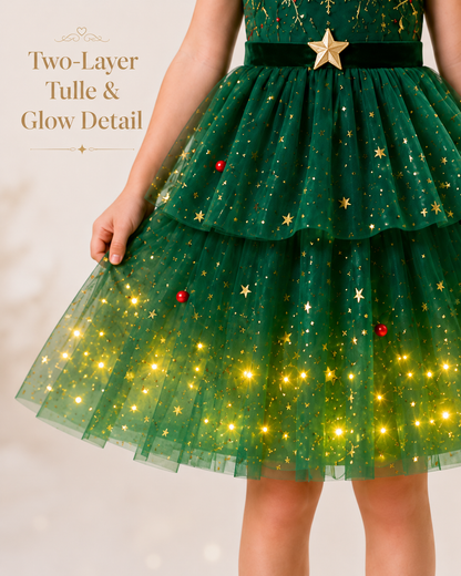Magical Christmas Light-Up Twirl Dress for Girls