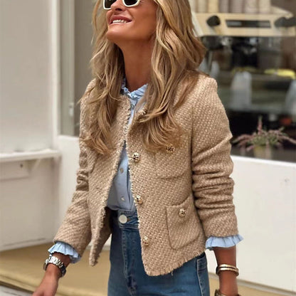 Solid Color Pocket Casual Short Jacket