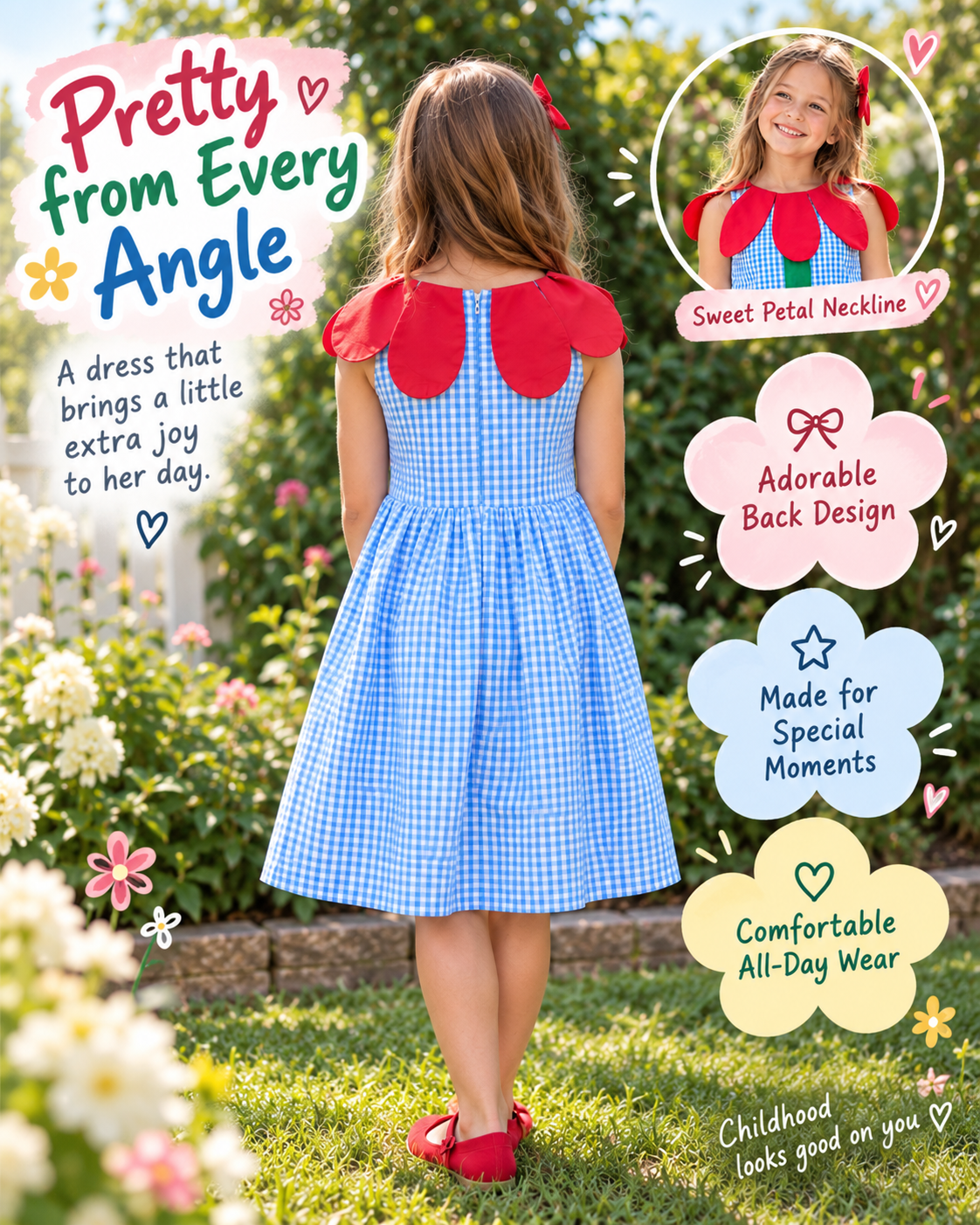 Little Bloom Gingham Flower Dress