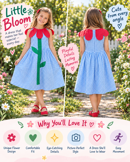 Little Bloom Gingham Flower Dress