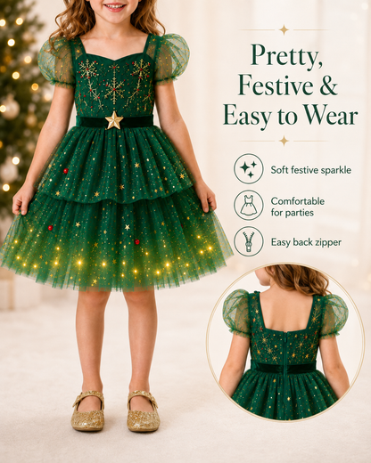 Magical Christmas Light-Up Twirl Dress for Girls