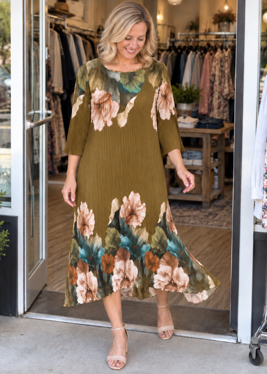 Autumn Bloom Midi Dress