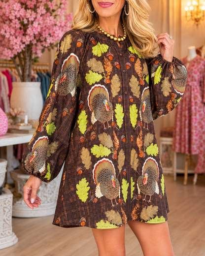 Thanksgiving Turkey Embellished Mini Dress