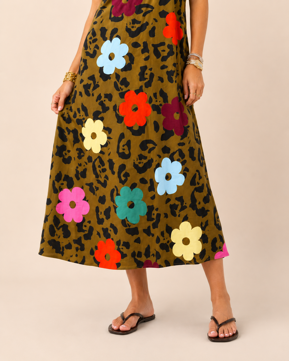 Floral Leopard Print Maxi Dress