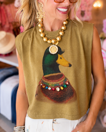 Jeweled Mallard Graphic Sleeveless Top