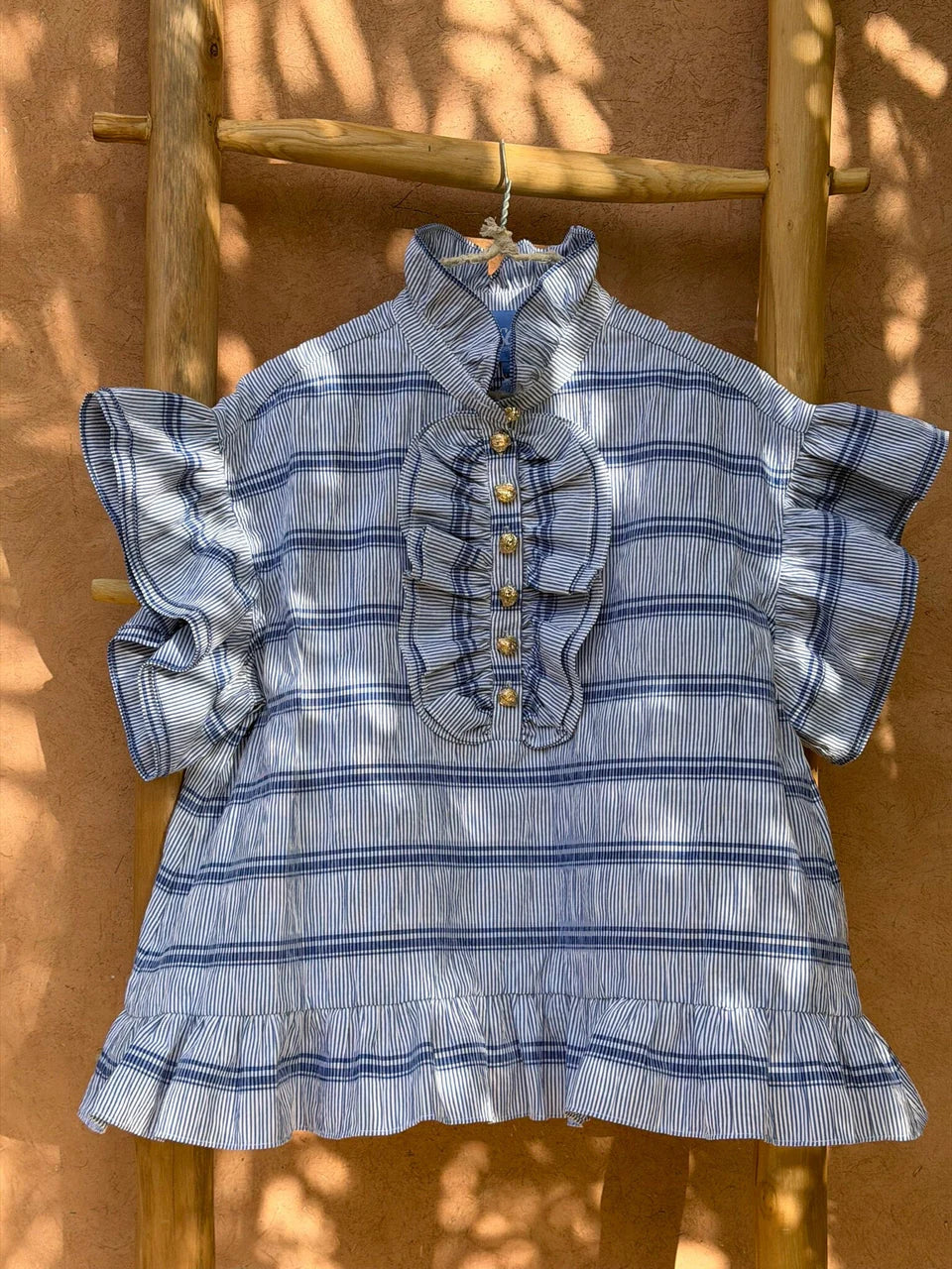 Elegant Ruffled Stripe Blouse for Women